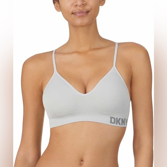 DKNY Light Baby Blue Seamless Wireless V-Neck Spaghetti Strap Bralette Large - Picture 1 of 9